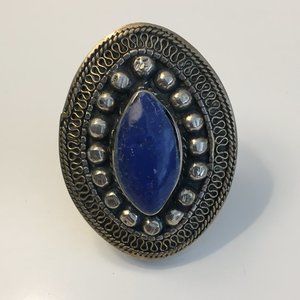 Blue Lapis Oval Tribal Ring, 9